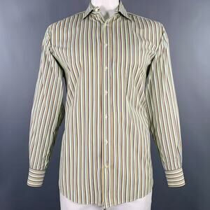 ETRO Size XL Multi Color Stripe Cotton Long Sleeve Shirt